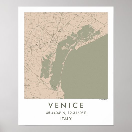 Custom City Map Venice Italy Wall Art Poster ポスター (正面)