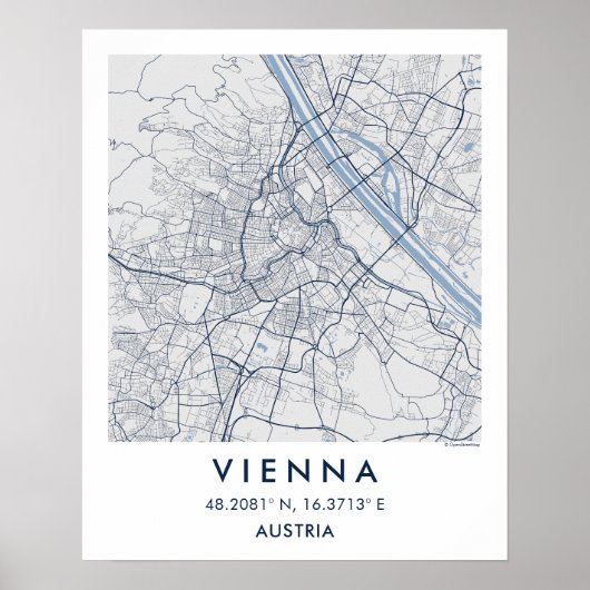 Custom City Map Vienna Austria Wall Art Poster ポスター (正面)