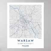 Custom City Map Warsaw Poland Wall Art Poster ポスター (正面)