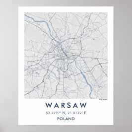 Custom City Map Warsaw Poland Wall Art Poster ポスター