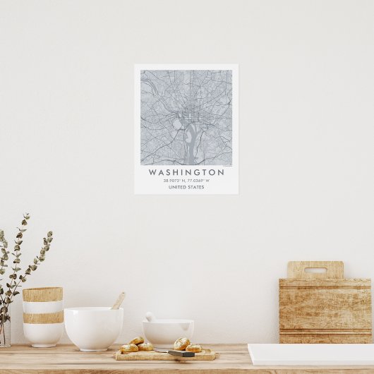 Custom City Map Washington DC Wall Art Poster ポスター (キッチン)