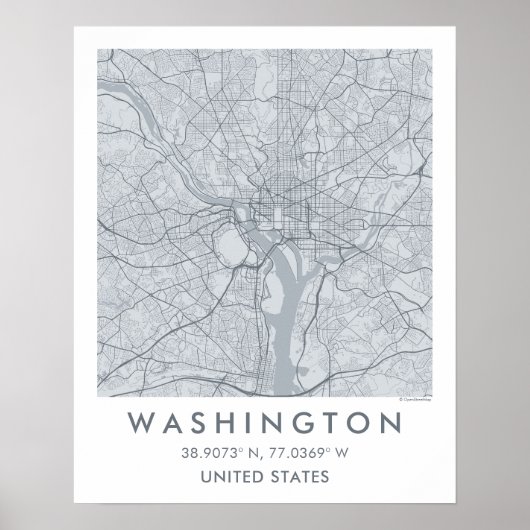 Custom City Map Washington DC Wall Art Poster ポスター (正面)