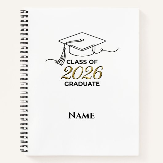 Custom Class of 2026 Graduation Notebook with Gold ノートブック (正面)