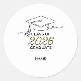 Custom Class of 2026 Graduation Round Sticker Gold ラウンドシール