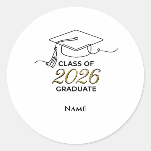 Custom Class of 2026 Graduation Round Sticker Gold ラウンドシール (正面)
