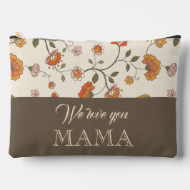 Custom classic flower pattern mustard brown trendy アクセサリーポーチ