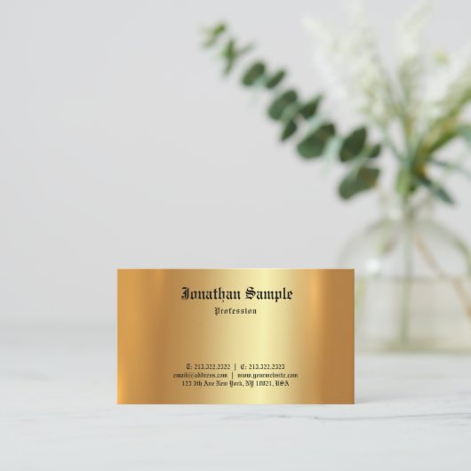 Custom Classic Old Font Elegant Template Gold 名刺 (スタンド正面)