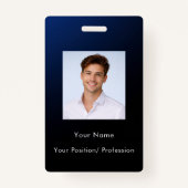 Custom Classy Modern Blue Gradient Employee Photo バッジ (正面)