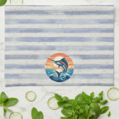 Custom Coastal/nautical/beach marlin sunset キッチンタオル (折り畳み)