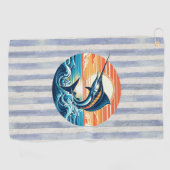 Custom Coastal/nautical/beach marlin sunset ゴルフタオル (横)