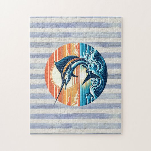 Custom Coastal/nautical/beach marlin sunset ジグソーパズル (縦)