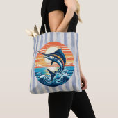 Custom Coastal/nautical/beach marlin sunset トートバッグ (クローズアップ)