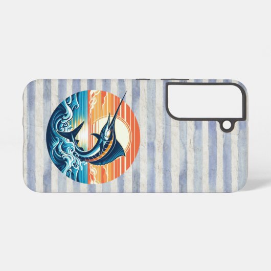 Custom Coastal/nautical/beach marlin sunset Samsung Galaxyケース (裏面横)