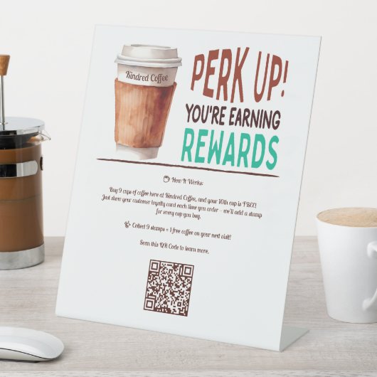 Custom Coffee Cafe Loyalty 台座サイン (インサイチュ)