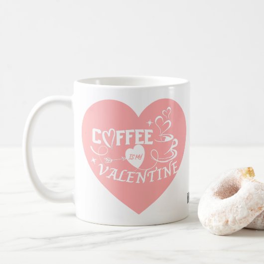 Custom Coffee Lover Pink Heart Arrow Valentine コーヒーマグカップ (ドーナツ)