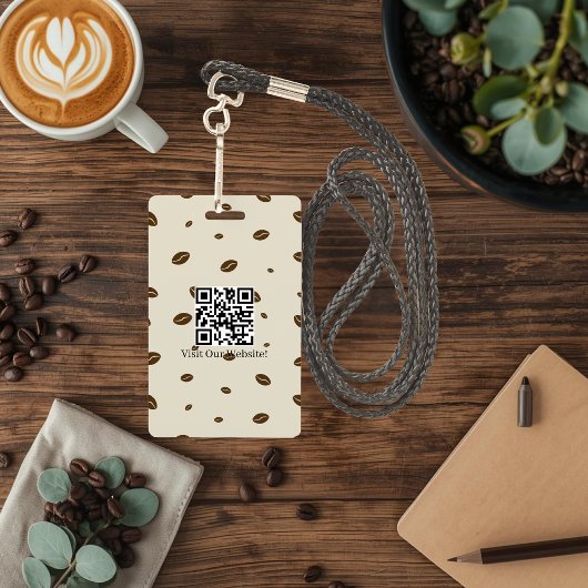 Custom Coffee Shop Badge with QR Code | Cozy Coffe バッジ