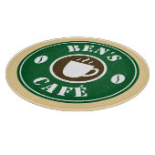 Custom coffee shop business name logo round glass カッティングボード (角)