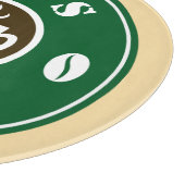 Custom coffee shop business name logo round glass カッティングボード (角)