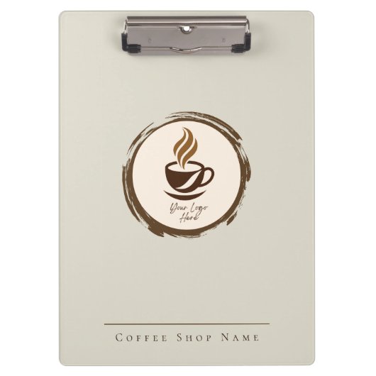 Custom Coffee Shop Clipboard with Logo and name クリップボード (正面)