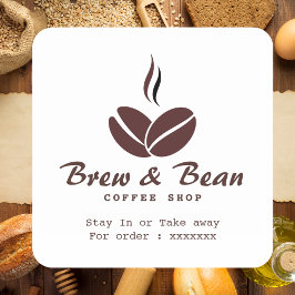 Custom coffee shop logo square sticker スクエアシール