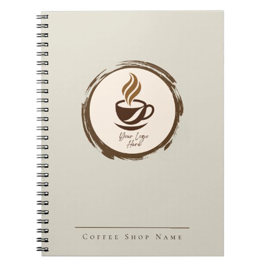 Custom Coffee Shop Notebook with Logo ノートブック (正面)