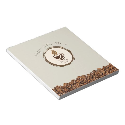 Custom Coffee Shop Notepad – Personalized Logo ノートパッド (アングル)