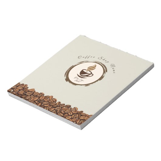 Custom Coffee Shop Notepad – Personalized Logo  ノートパッド (回転)