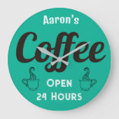 Custom Coffee Shop Sign Clock ラージ壁時計 (正面)