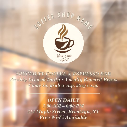 Custom Coffee Shop Window Cling – Personalized ウィンドウサイン (シート2)