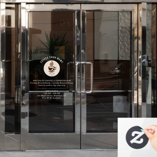 Custom Coffee Shop Window Cling – Personalized  ウィンドウサイン (オフィスドア)