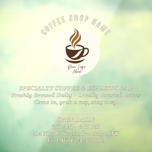 Custom Coffee Shop Window Cling – Personalized  ウィンドウサイン (シート3)