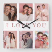 Custom Collage Photos Wall Clock | Valentine Gift スクエア壁時計 (正面)