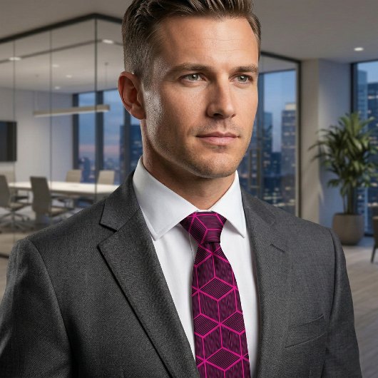 Custom Color Geometric 3D Cube Pattern ネクタイ