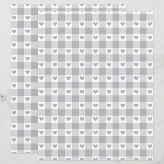 Custom Color Hearts on Gingham Scrapbook Paper (正面/裏面)