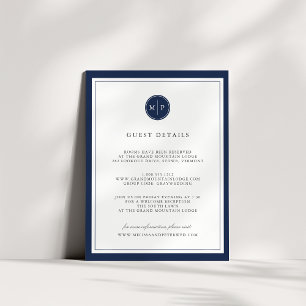 Custom Color Monogram Wedding Details Card エンクロージャーカード