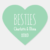 Custom Color Text Name Best Friend XOXO Mint ハートシール (正面)