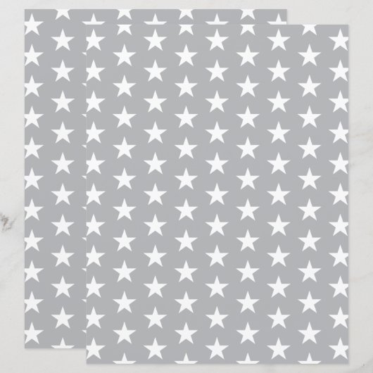 Custom Color with White Stars Scrapbook Paper (正面/裏面)