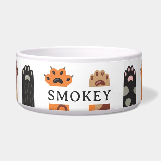 Custom Colorful Cat Paws ボウル (正面)