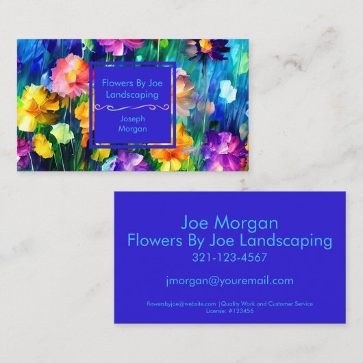 Custom Colorful Floral Bright Design 名刺 (正面/裏面)