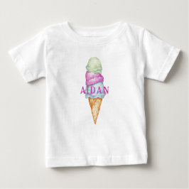 Custom Colorful Painted Ice Cream Cone With Name ベビーTシャツ