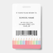 Custom Colorful Red Barcode School Teacher ID バッジ (裏面)