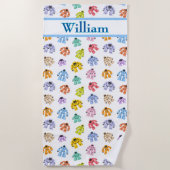 Custom Colorful Robots Beach Towel ビーチタオル (正面)