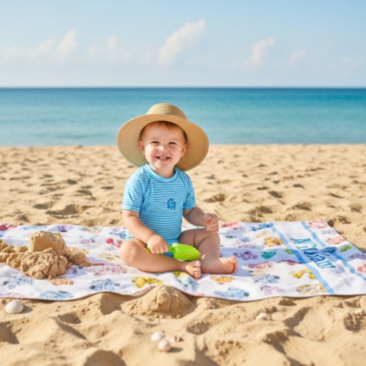 Custom Colorful Robots Beach Towel ビーチタオル