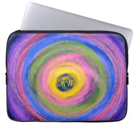 Custom Colorful vibrant Mandala Circles    ラップトップスリーブ