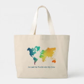 Custom Colorful World Map Mom Two Sided ラージトートバッグ (裏面)