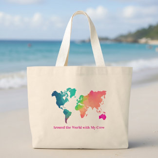 Custom Colorful World Map Mom Two Sided ラージトートバッグ