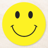Custom Colors Cute Retro Smile ラウンドペーパーコースター (正面)