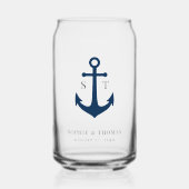 Custom Colors Monogram Anchor Wedding  ガラス缶 (正面)