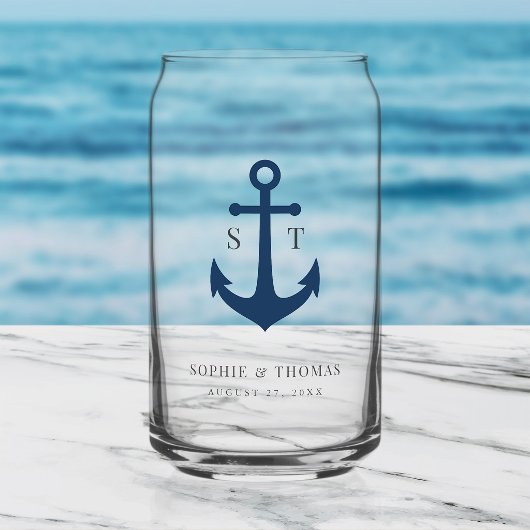 Custom Colors Monogram Anchor Wedding  ガラス缶
