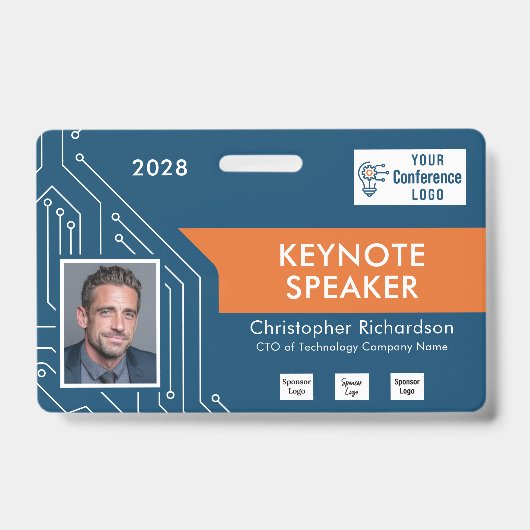 Custom Colors Technology Keynote Photo ID Badge バッジ (正面)